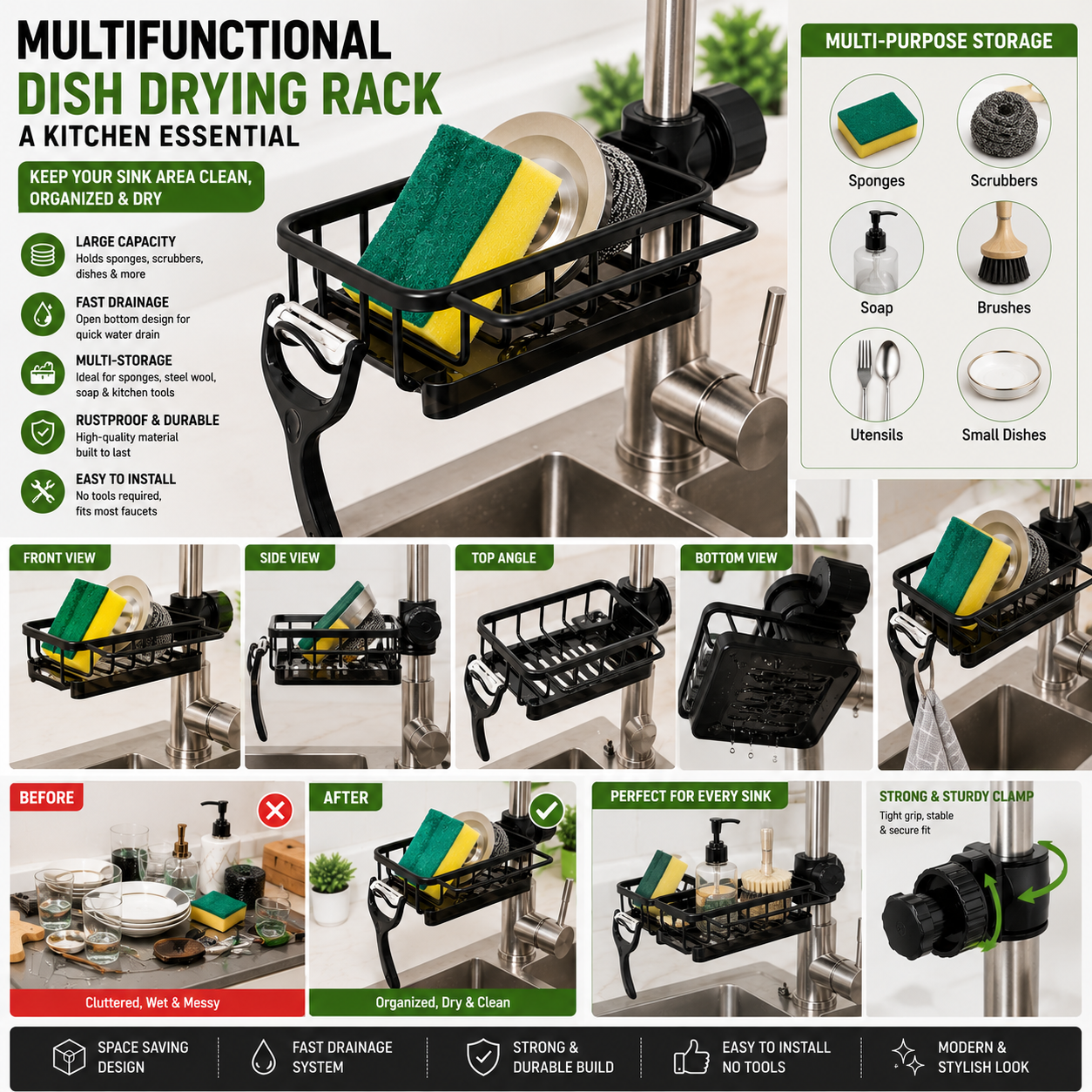 Kitchen Sink Organizer Rack