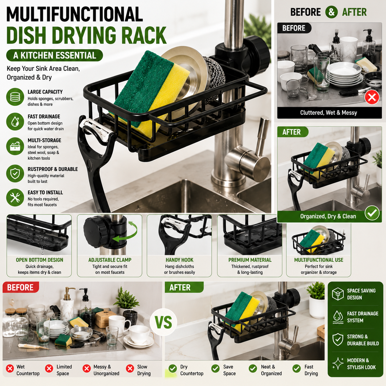 Kitchen Sink Organizer Rack