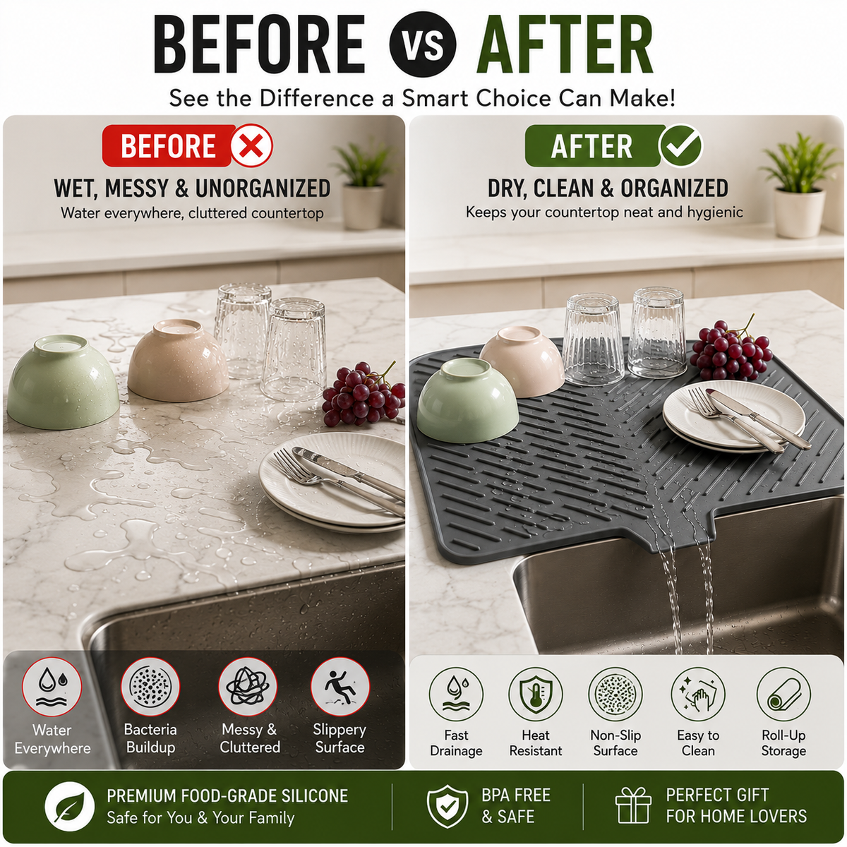 Premium Silicone Kitchen Drying Mat