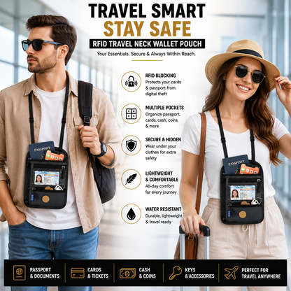 RFID Travel Neck Wallet Pouch