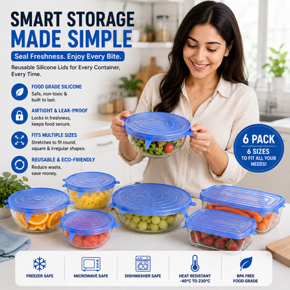 Universal Reusable Silicone Lids – 6-Pack