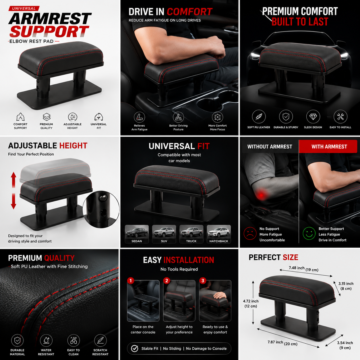 Universal Armrest Support Elbow Rest Pad